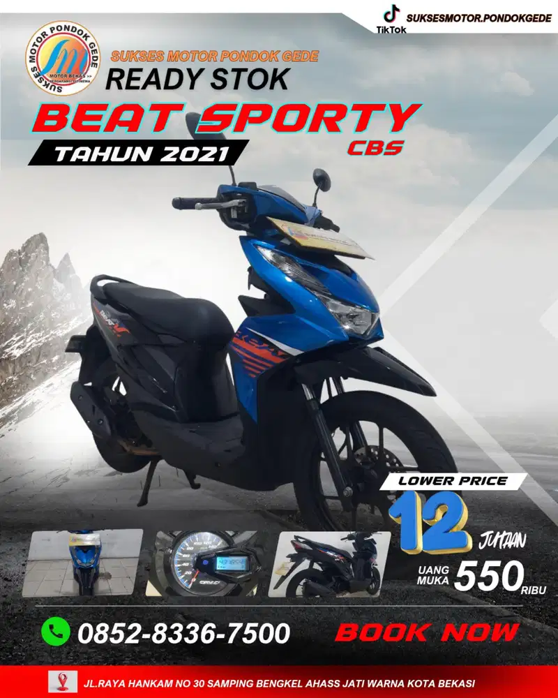 DP 550 RIBU HONDA BEAT SPORTY CBS TAHUN 2021 SURAT LENGKAP