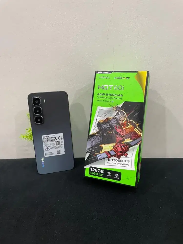 Infinix Hot 60i 6+6/128 Gray mulus kelengkapan Hp+Dus Ori