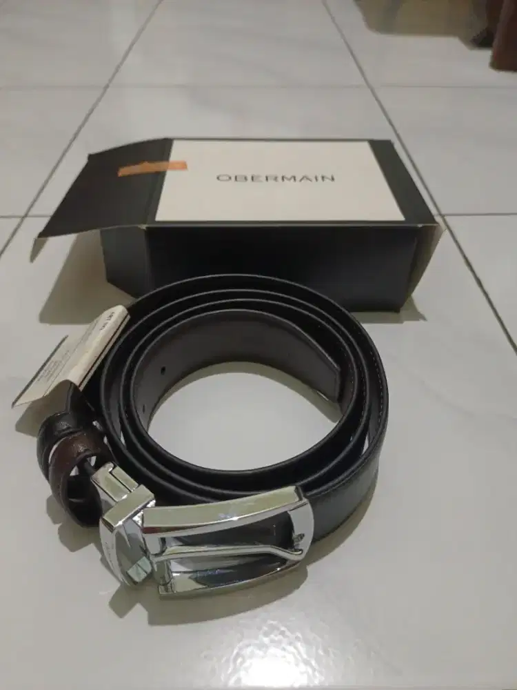 Sabuk kulit asli obermain 2 sisi hitam coklat