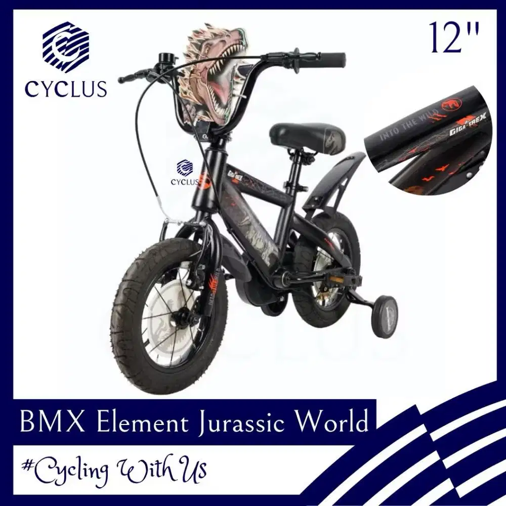 Preloved sepeda element jurrasic world T-rex 12 inchi