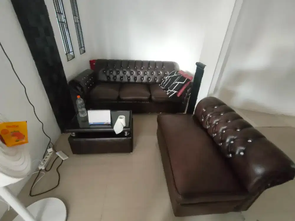 sofa letter L sintetis bonus kursi jati