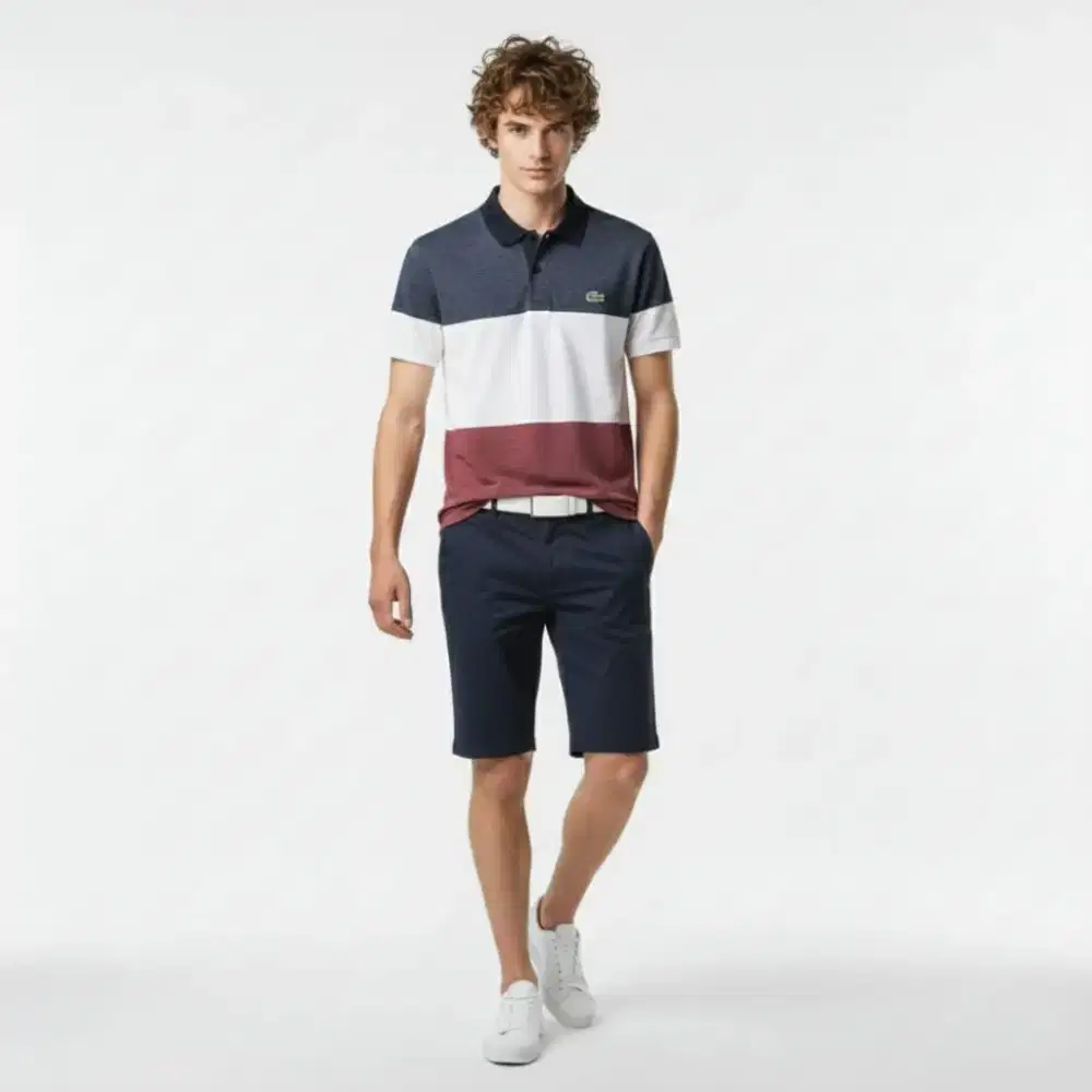 Kaos polo shirt Lacoste Tree Tone colour Size No .4