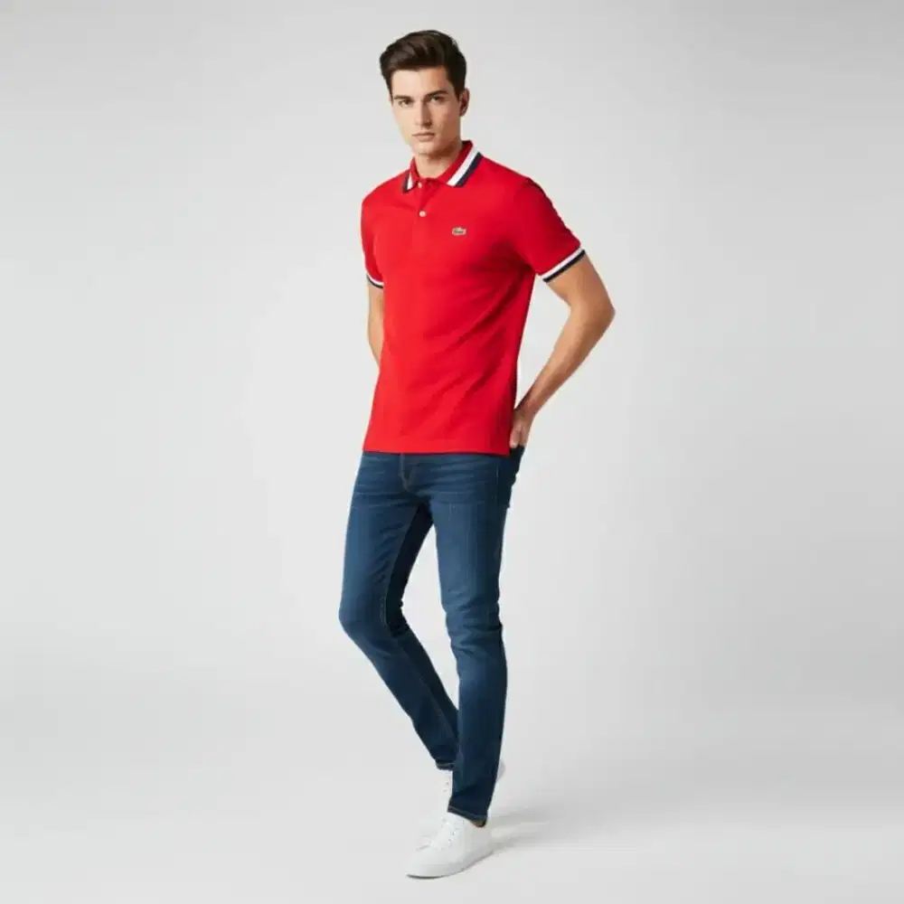 Kaos polo shirt LACOSTE twin tipped colour red Size No.4