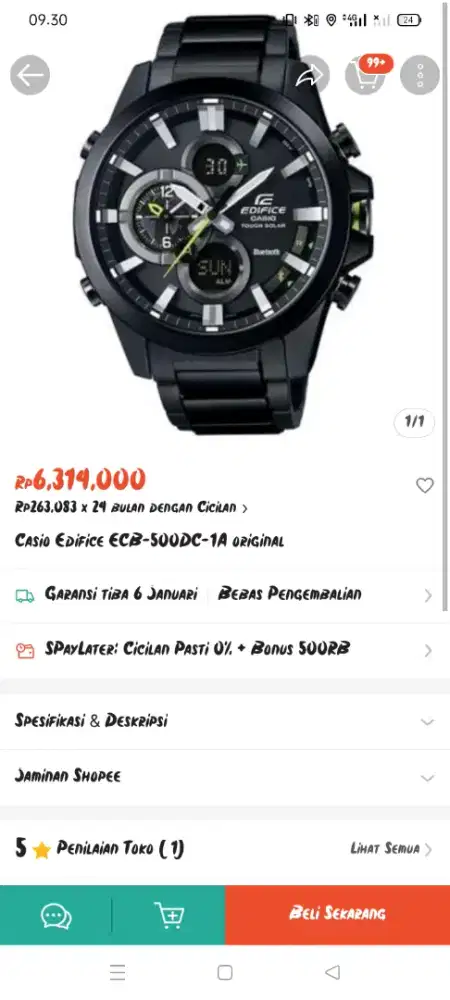 Edifice casio ecb-500dc-1a