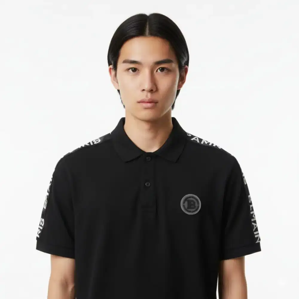 Kaos polo shirt BALMAIN PARIS colour black spell Out Size XL