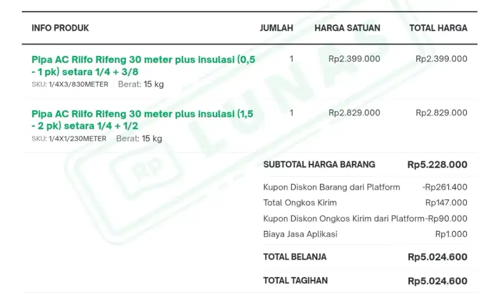 Pipa AC Riifo Rifeng 1,5 - 2 pk 30 meter