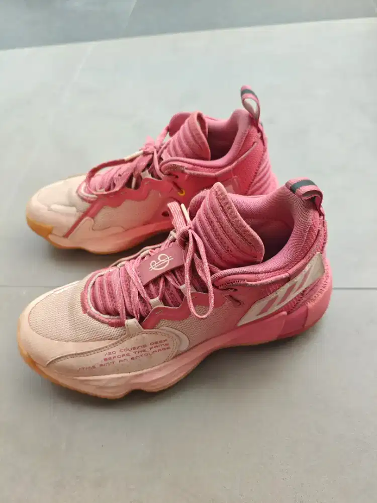 Adidas Dame 7 EXTPLY: DAME D.O.L.L.A. basketball shoe in the Icey Pink