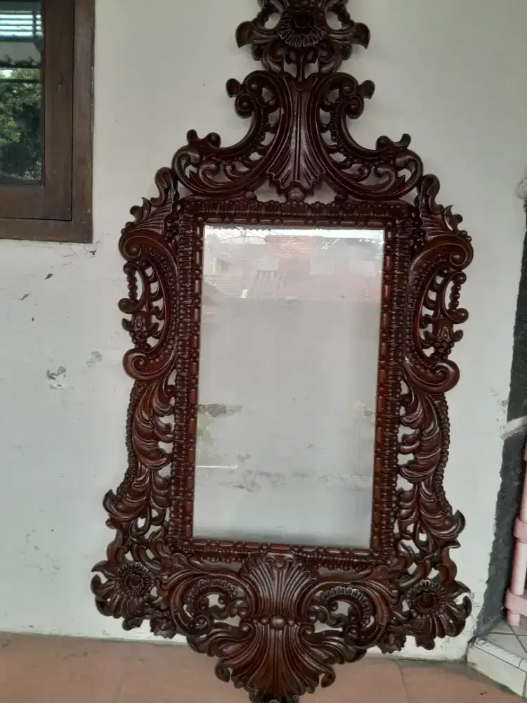 Cermin dinding kayu jati