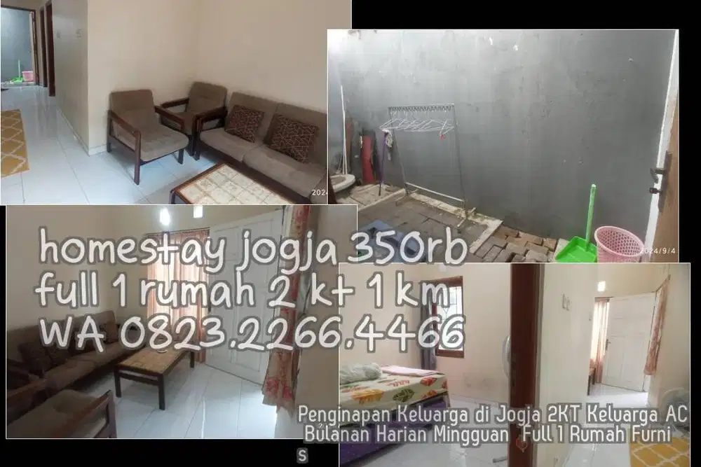 Penginapan Keluarga di Jogja 2KT Keluarga AC Bulanan Harian Mingguan