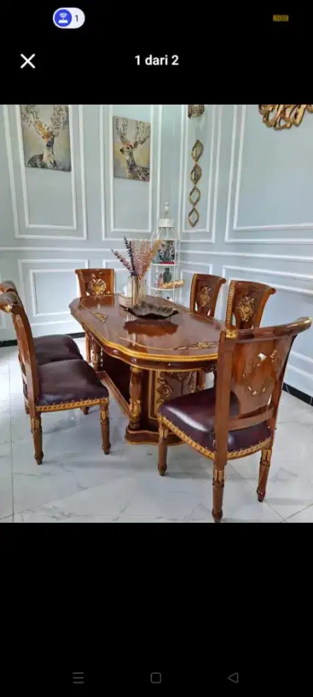 Meja makan Salina kayu jati Jepara promo