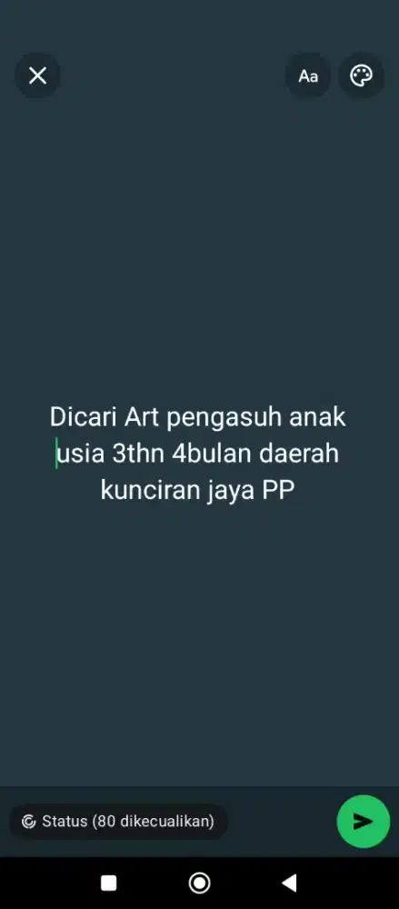 Dicari art pengasuh anak + beberes rmh