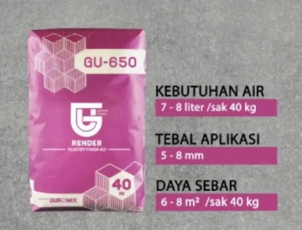 GU 650 Plester dan Acian Halus Semen Instan Global Union 40 kg