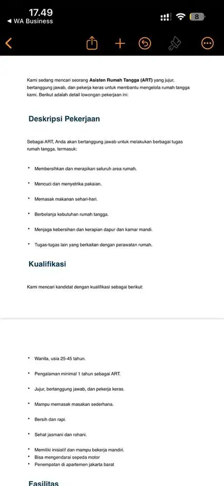 Lowongan kerja ART di apartemen jakarta barat