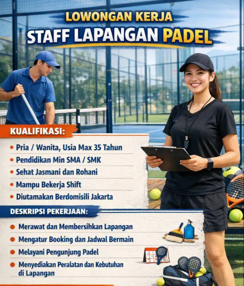 LOKER STAFF LAPANGAN PADEL
