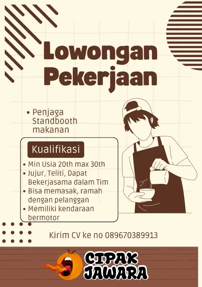 Lowongan kerja Jaga StandBoth makanan Cipak Jawara