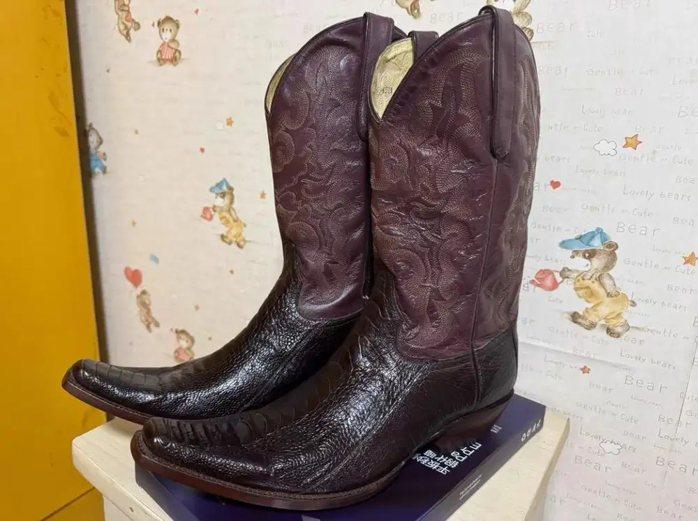 Cowboy Boots Ostrich Skin - Sepatu Cowboy Kulit Burung Unta