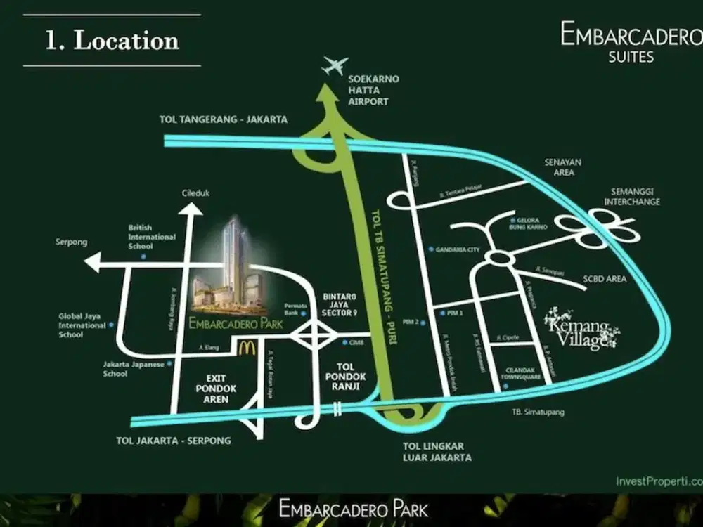 DIJUAL / JUAL APARTEMEN 1 BR DI EMBARCADERO - BINTARO