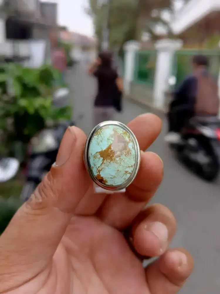 Batu akik pirus persia biru