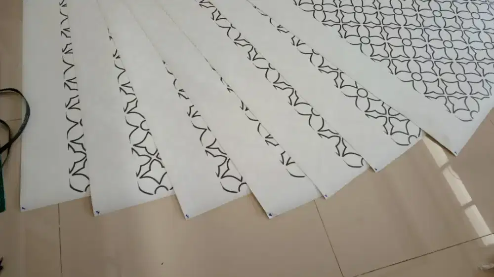 Sticker sandblast printing stiker buram ice motif custom batik krawung