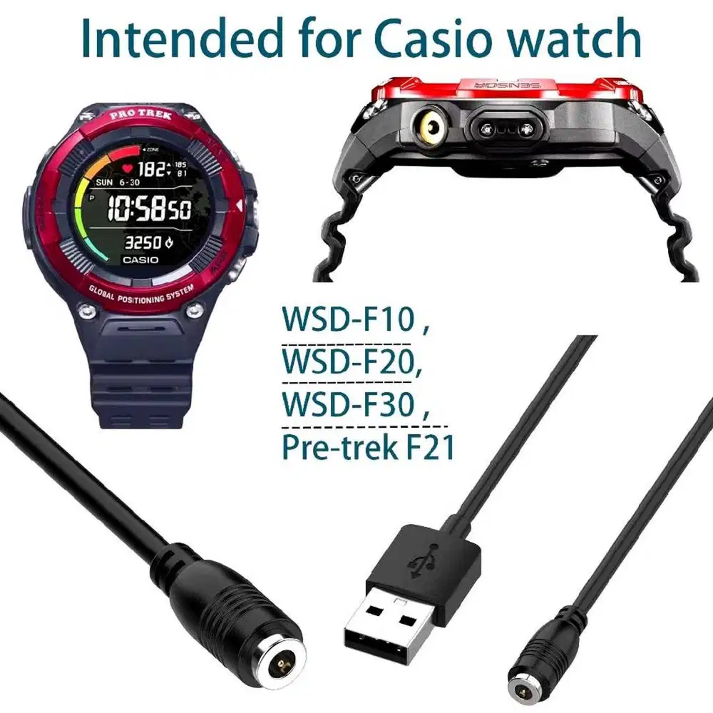 Charging Cable Compatible With Casio WSD-F21HR / WSD-F30 / WSD-F20