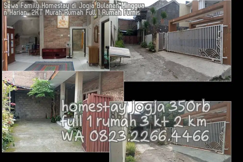 Sewa Family Homestay di Jogja Bulanan Mingguan Harian  2KT Murah Rumah