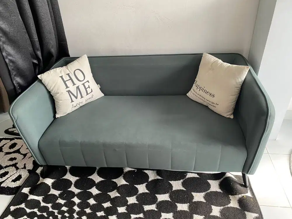 Sofa 2 Seater Minimalis – FREE 2 Bantal & Sarung Sofa