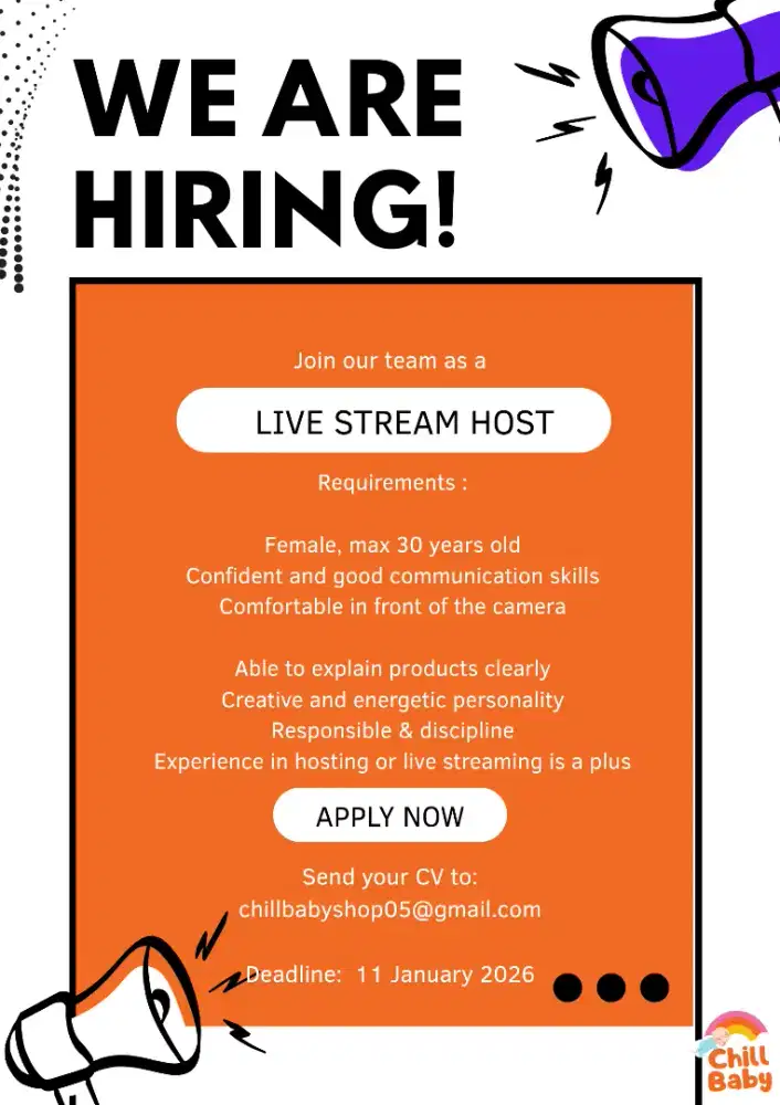 LOWONGAN HOST LIVE STREAMING BABY SHOP