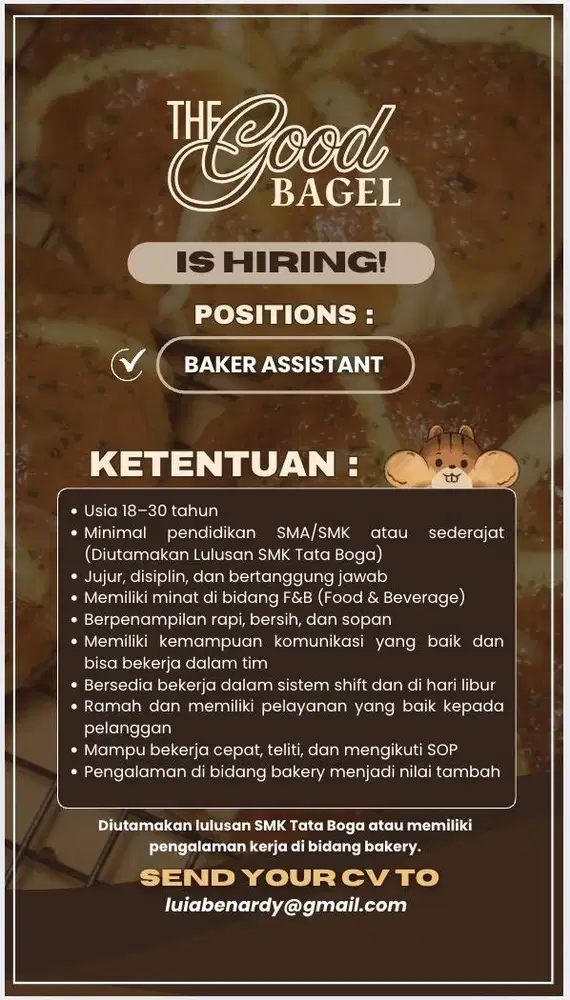 Lowongan Kerja Assistant Baker