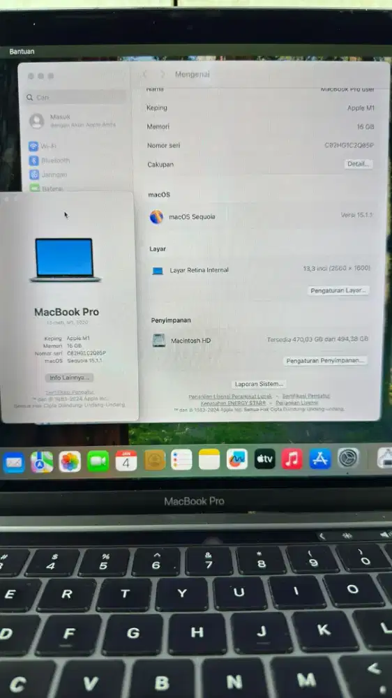 Macbook Pro M1 layar 13 Inch Ram 16 Ssd 512 Space Grey desain editing
