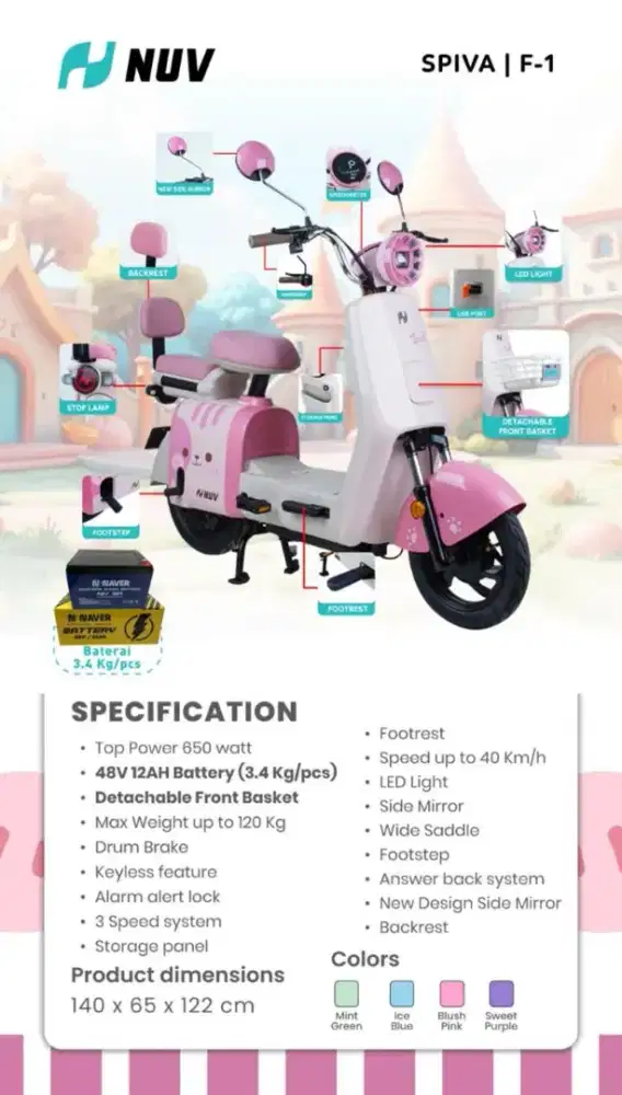 NUV SPIVA|F-1 sepeda listrik