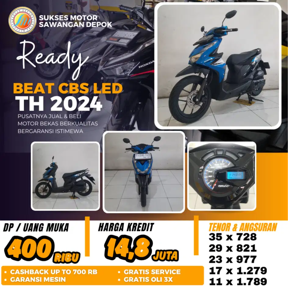 HONDA BEAT LED CBS TH 2024 UNIT MULUS BISA KREDIT DP 400 BERGARANSI