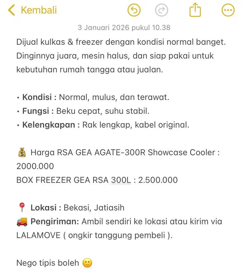 Dijual Kulkas & Freezer RSA Second