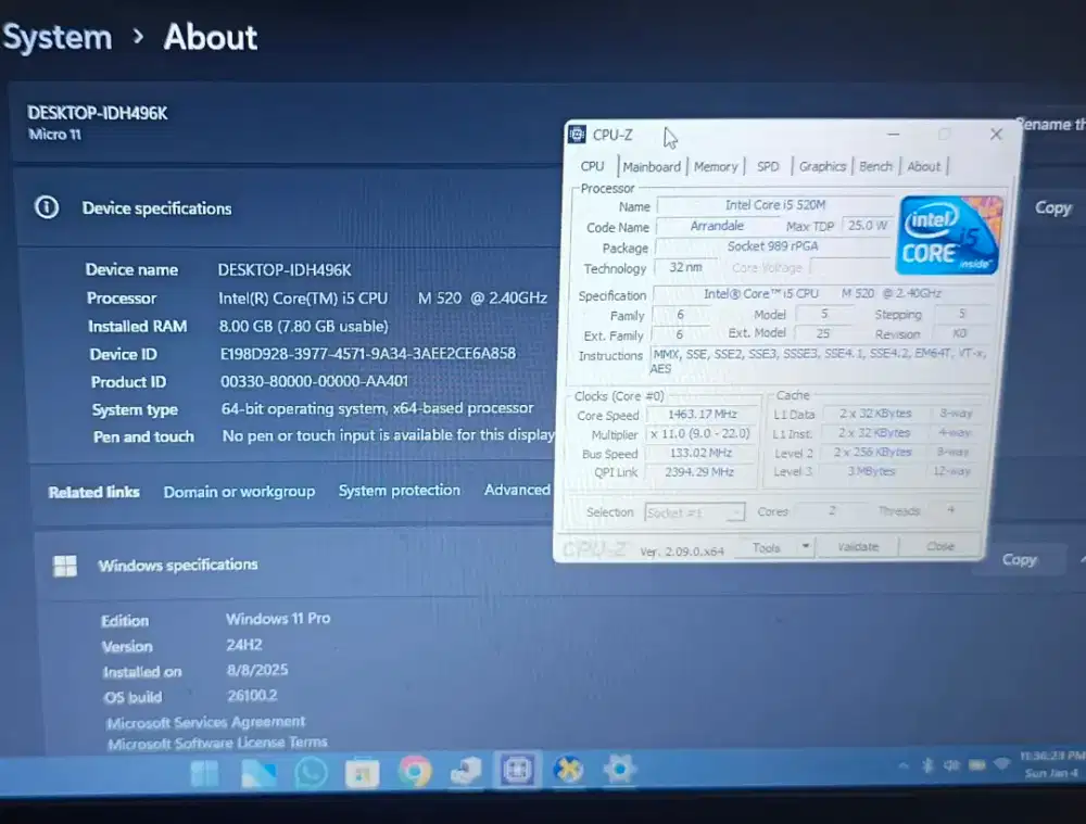 Laptop core i5 ram 8gb SSD 240gb normal tinggal pakai