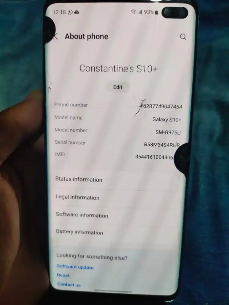 Samsung Galaxy S10 Plus Inter 8/128GB Fungsi Normal