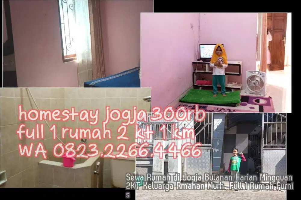 Sewa Rumah di Jogja Bulanan Harian Mingguan 2KT Keluarga Rmahan Murh