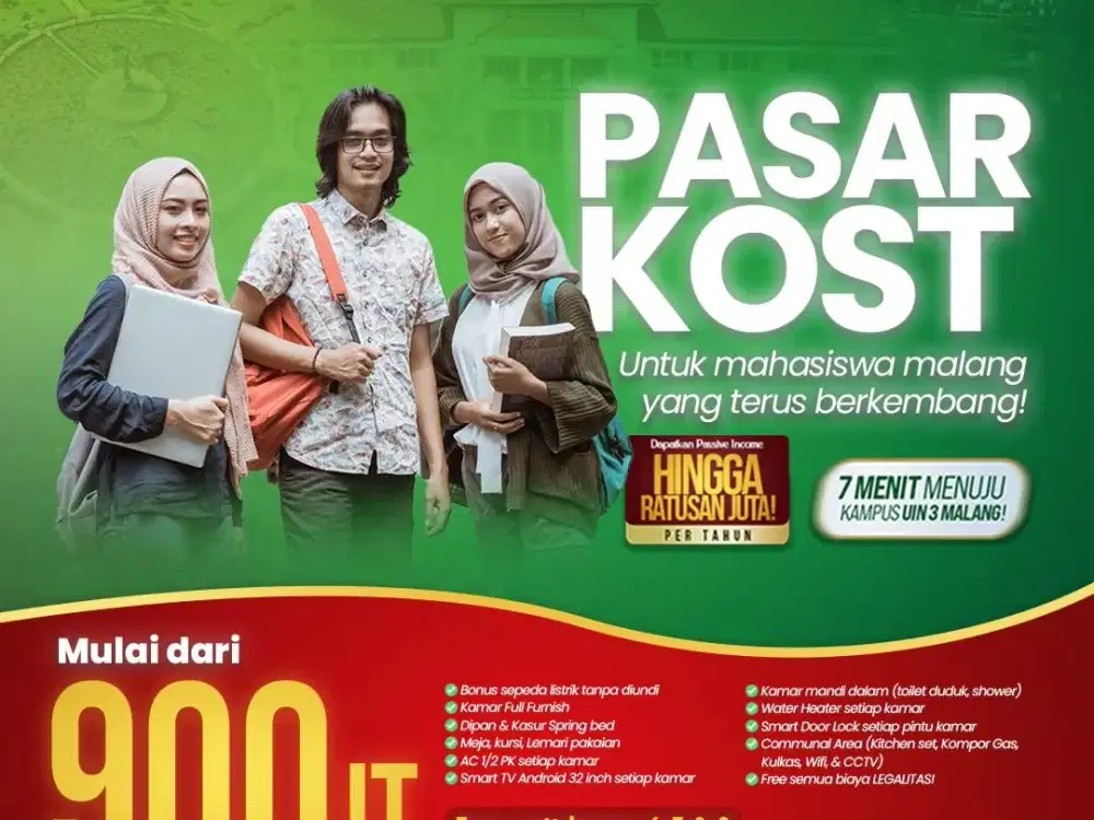 Rumah kos dekat dengan UMM UIN 3 Malang Harga murah penghasilan melimpah