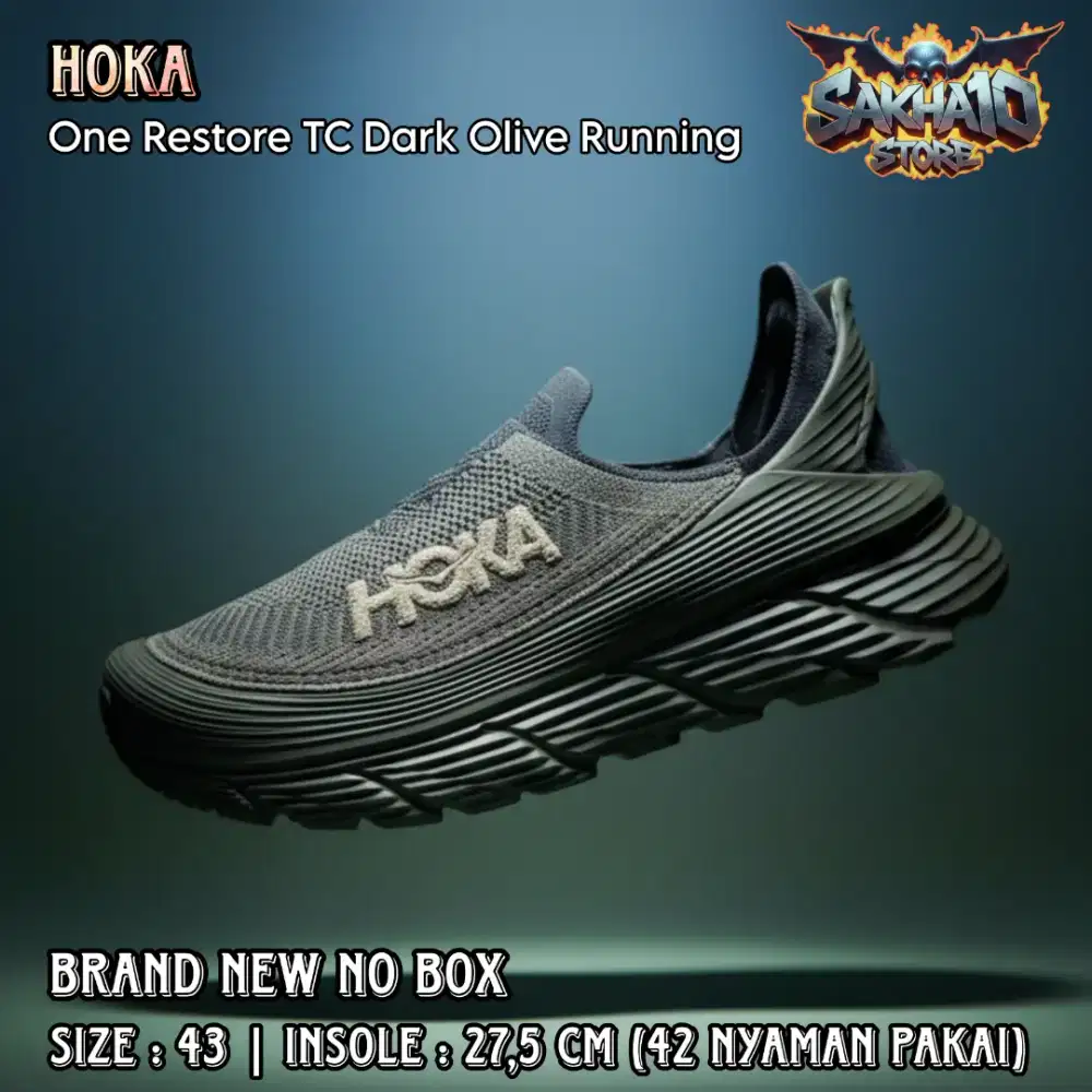 SEPATU SNEAKERS PRIA/WANITA CASUAL/RUNNING HOKA ONE RESTORE GREY ARMY