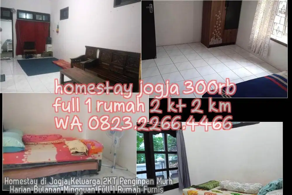 Homestay di Jogja Keluarga 2KT Penginpan Murh  Harian Bulanan Mingguan