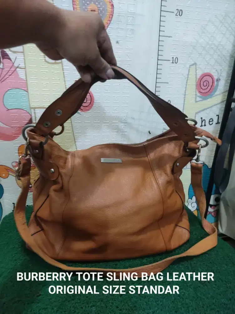 BURBERRY LEATHER TOTE SLING BAG ORIGINAL SIZE STANDAR Kndisi joss