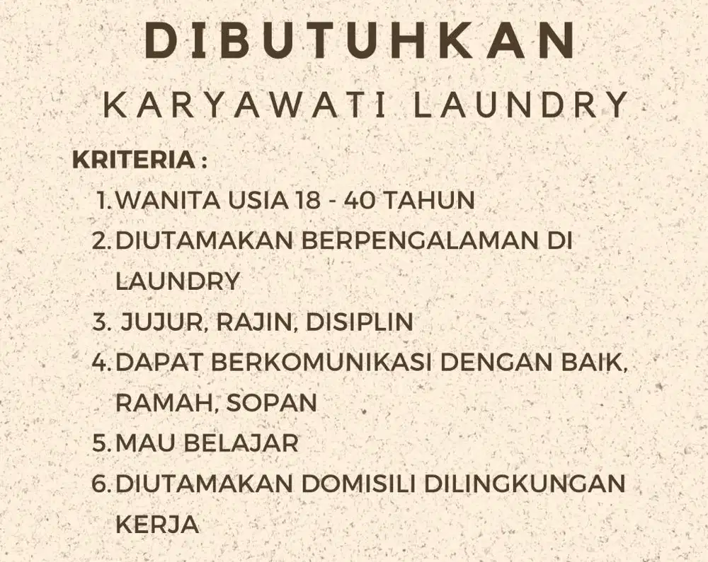 Lowongan kerja laundry