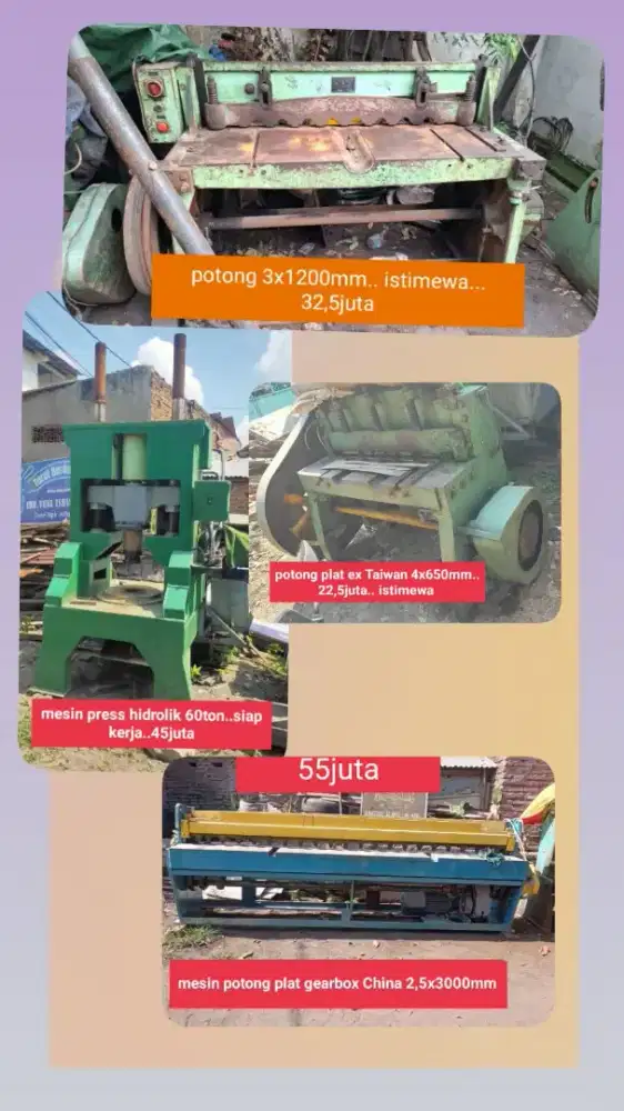 Mesin potong plat, hidrolik press dll