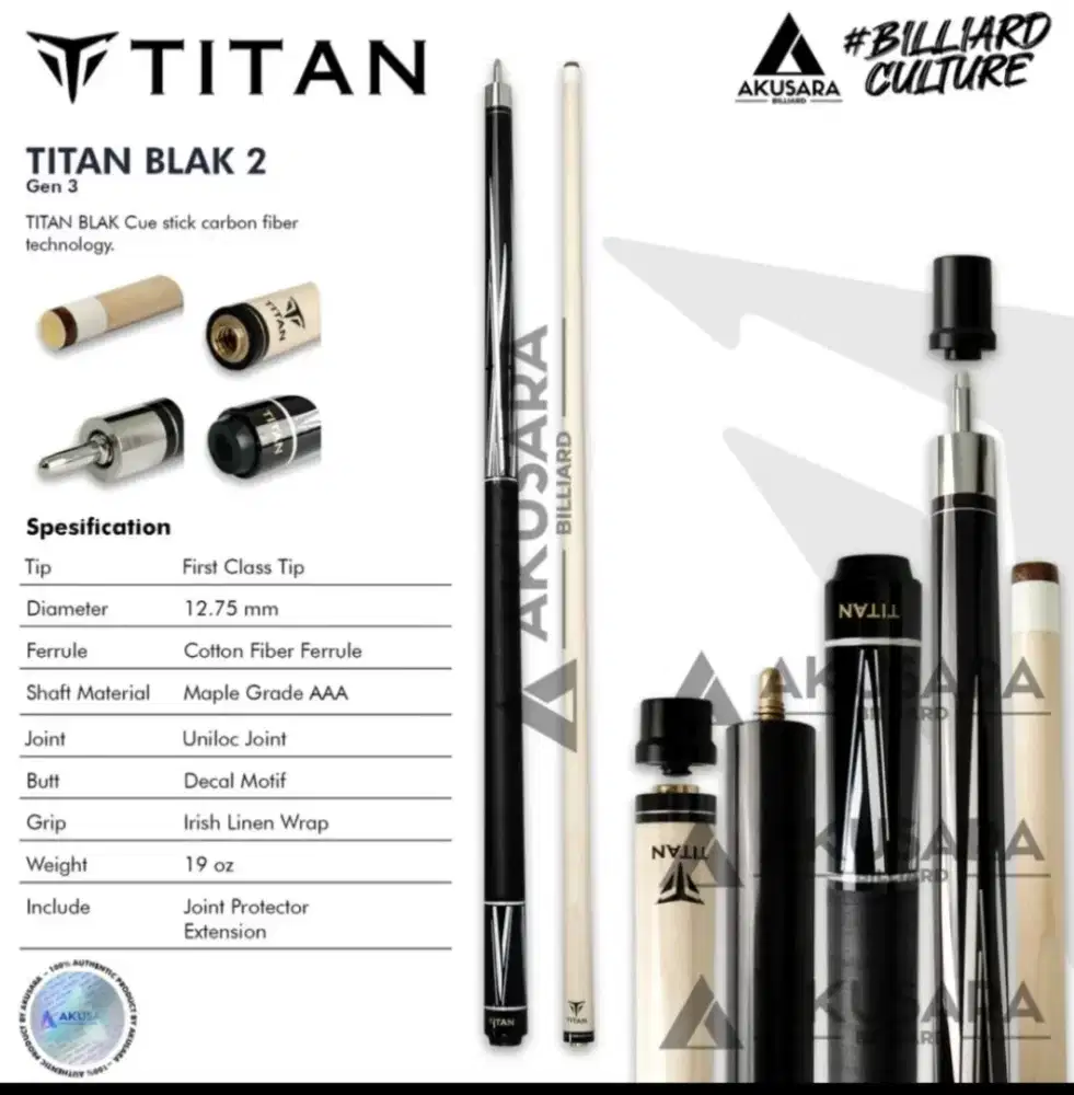 Stick play cue titan blak 2 gen 3