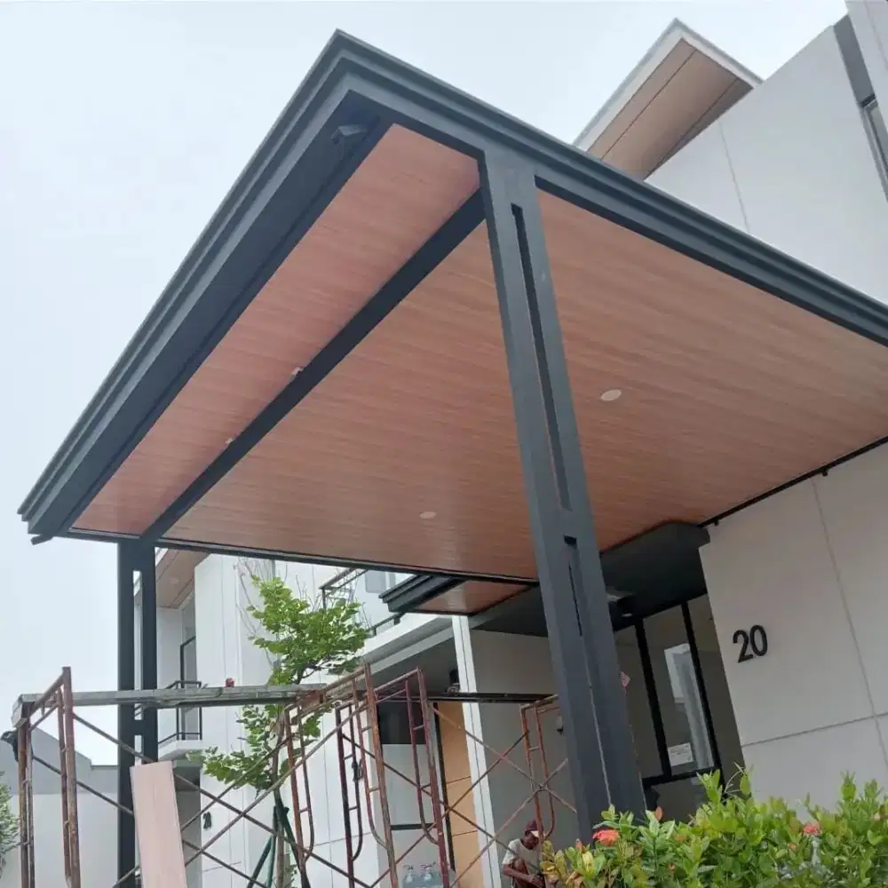 Kanopi alderon single layer+plafon pvc list profil talang air