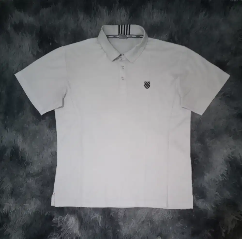 Kaos Kerah Olahraga K-Swiss Polo Shirt Putih Merah Size XL