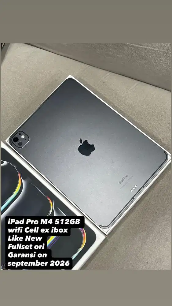 iPad Pro M4 512GB Gray Wifi Cell ex iBox Like New Garansi on sept 2026