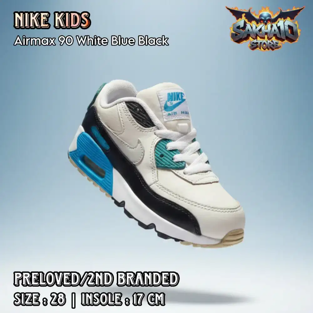 SEPATU SNEAKERS ANAK COWO/CEWE CASUAL/OLAHRAGA KULIT WHITE BLUE BLACK