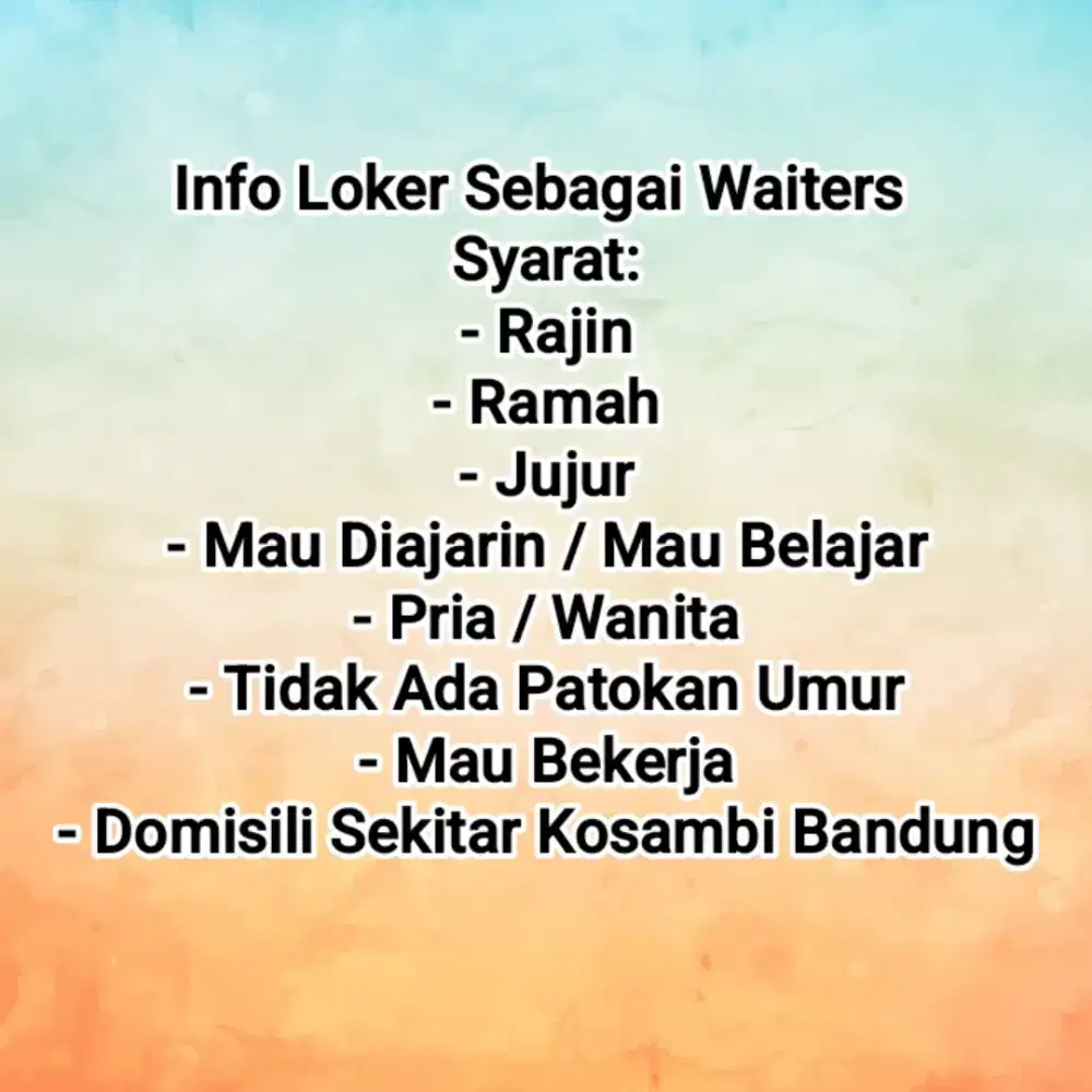Info Loker Waiters