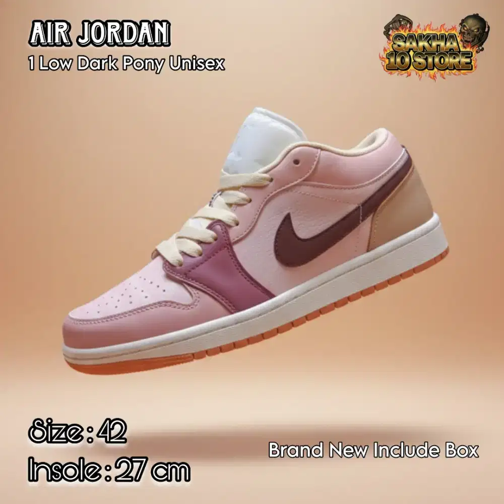 SEPATU SNEAKERS PRIA/WANITA CASUAL/SANTAI AJ LOW 1 CREAM PEACH PINK