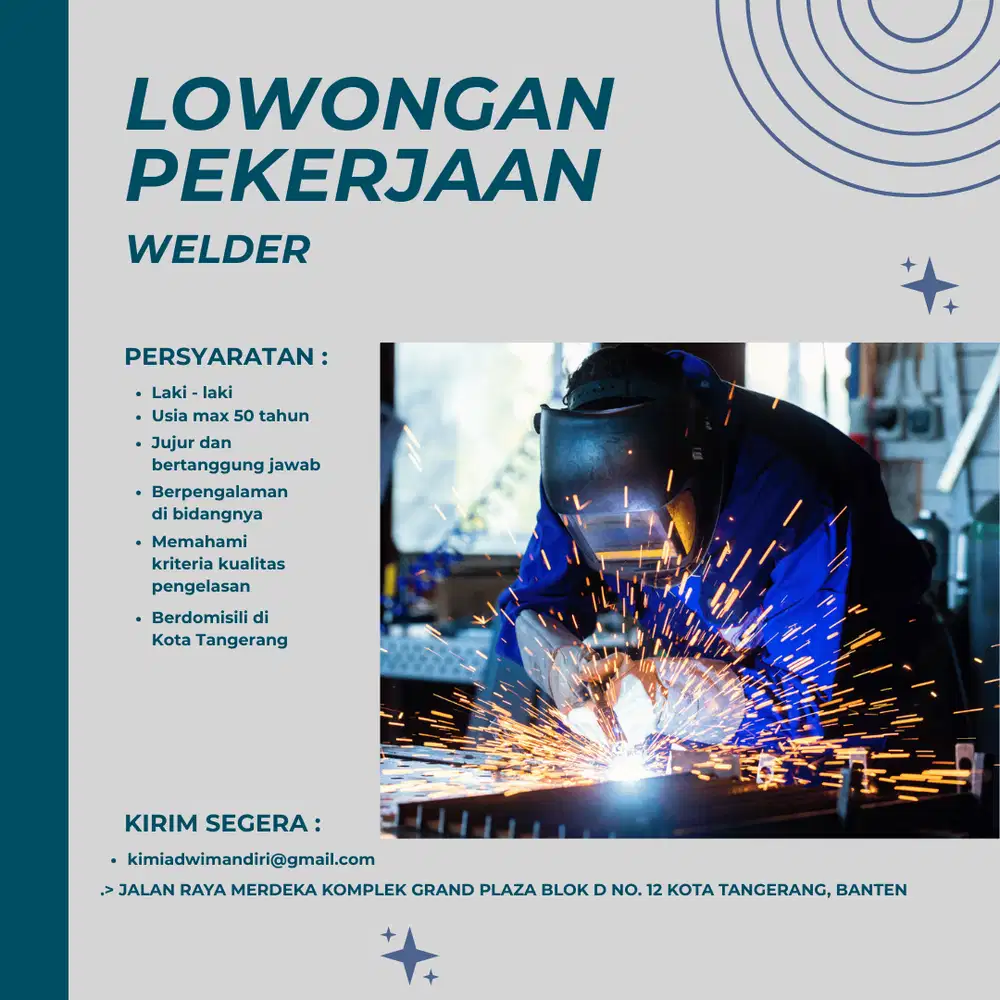 LOWONGAN PEKERJAN WELDER
