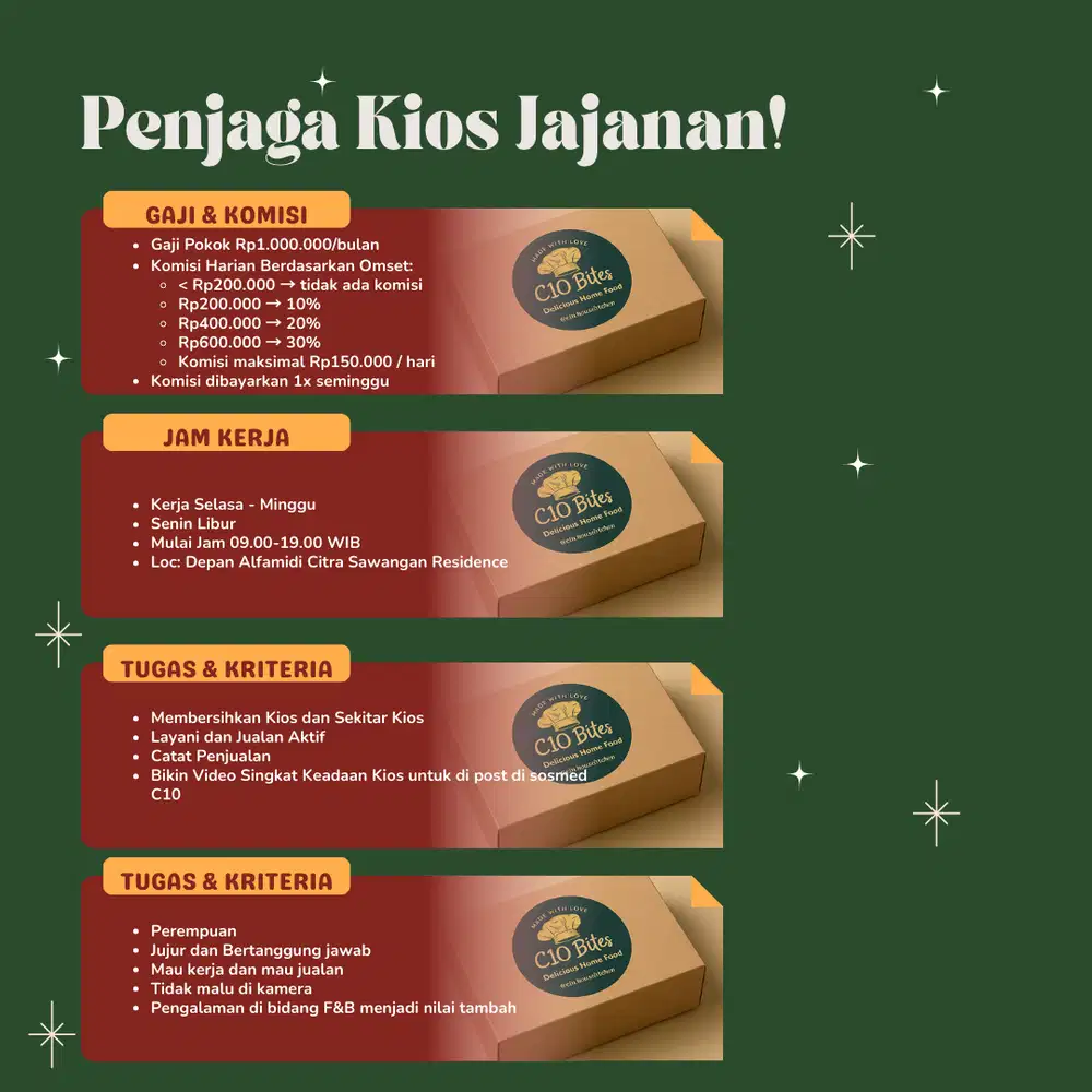 Lowongan Kerja - Jaga Stand Kios Jajanan